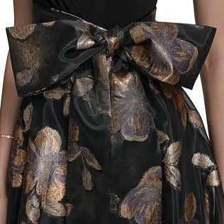 Black Sleeveless Deep V Metallic Maxi Dress