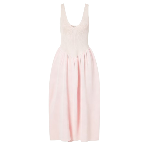 Light Pink Sleeveless V Neck Knit Midi Dress