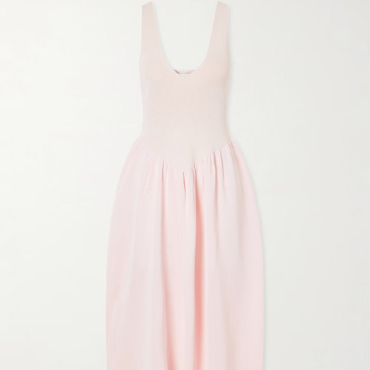 Light Pink Sleeveless V Neck Knit Midi Dress