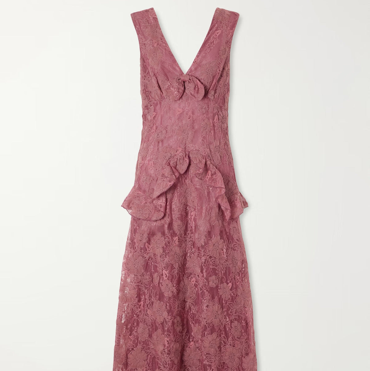 Sleeveless V Neck Floral Lace Maxi Dress
