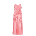 Women's pink Spaghetti Strap Ruched Satin Midi Slip Dress